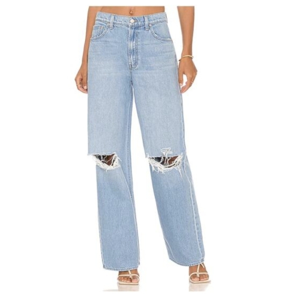 Mother Snacks The Fun Dip Puddle Lost Of Nibbles Wide Leg Ripped Jeans Size 29